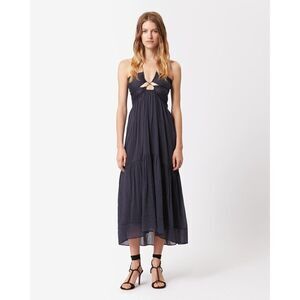 Isabel Marant BIRONA COTTON silk blend DRESS Faded night US8/EU40